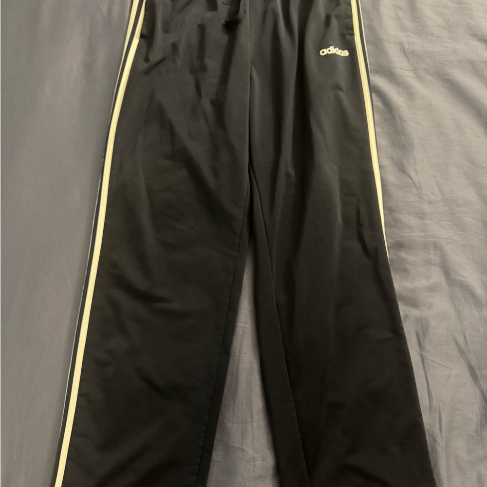 Adidas Black Track Soccer Swish Pants with White Stripes